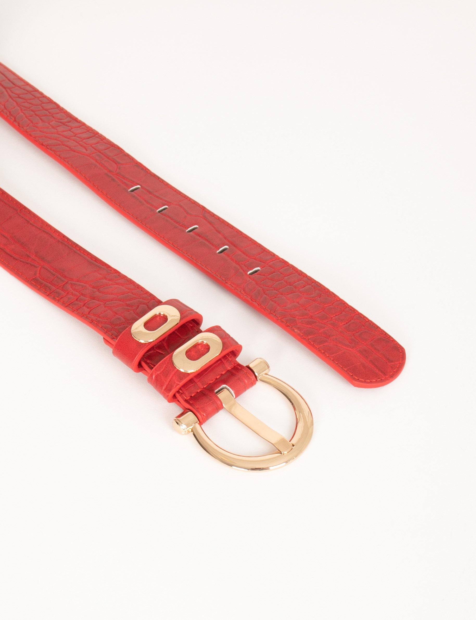 Ceinture Aspect Croco Rouge Femme Morgan