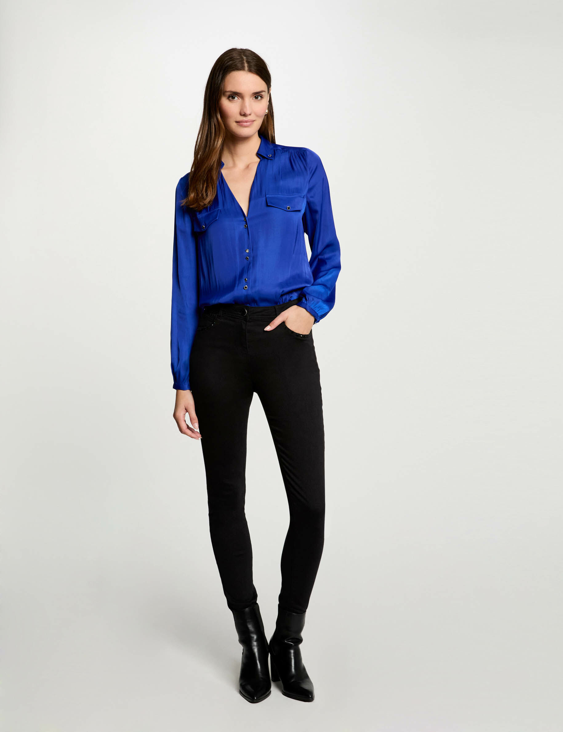 Jeans skinny détails strass noir femme