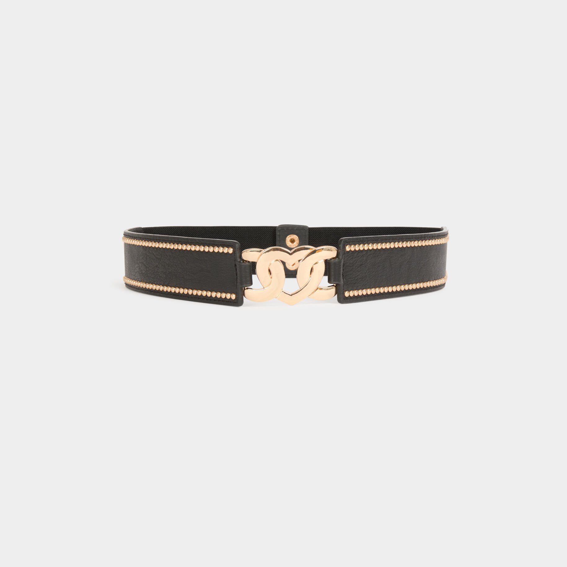 Ceinture élastiquée à clous noir femme