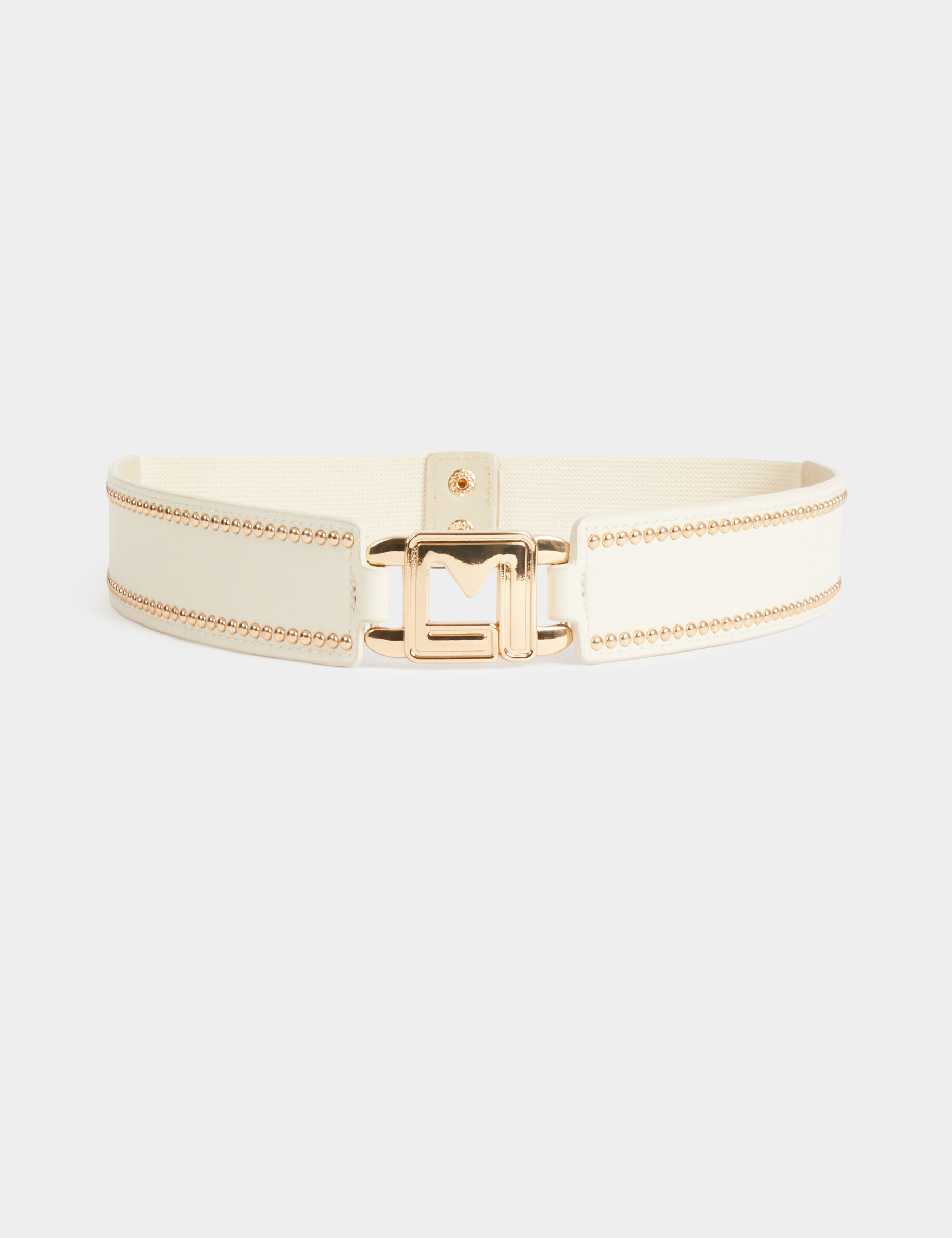 Ceinture élastiquée à clous ivoire femme