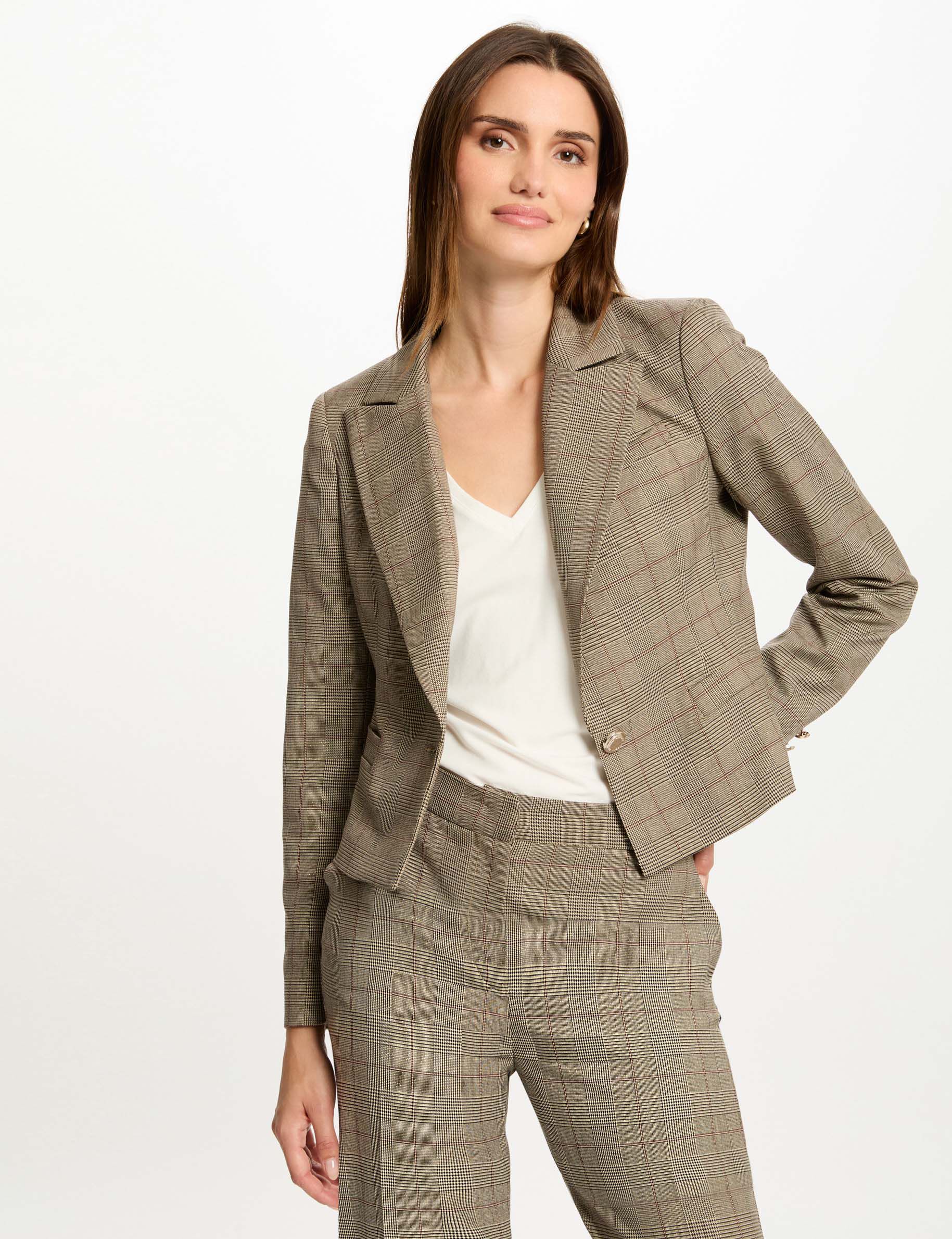 Blazer cintrée à carreaux multico femme