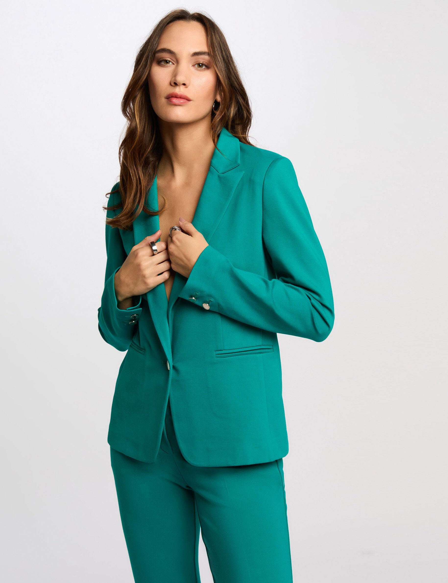 Blazer court bleu turquoise femme