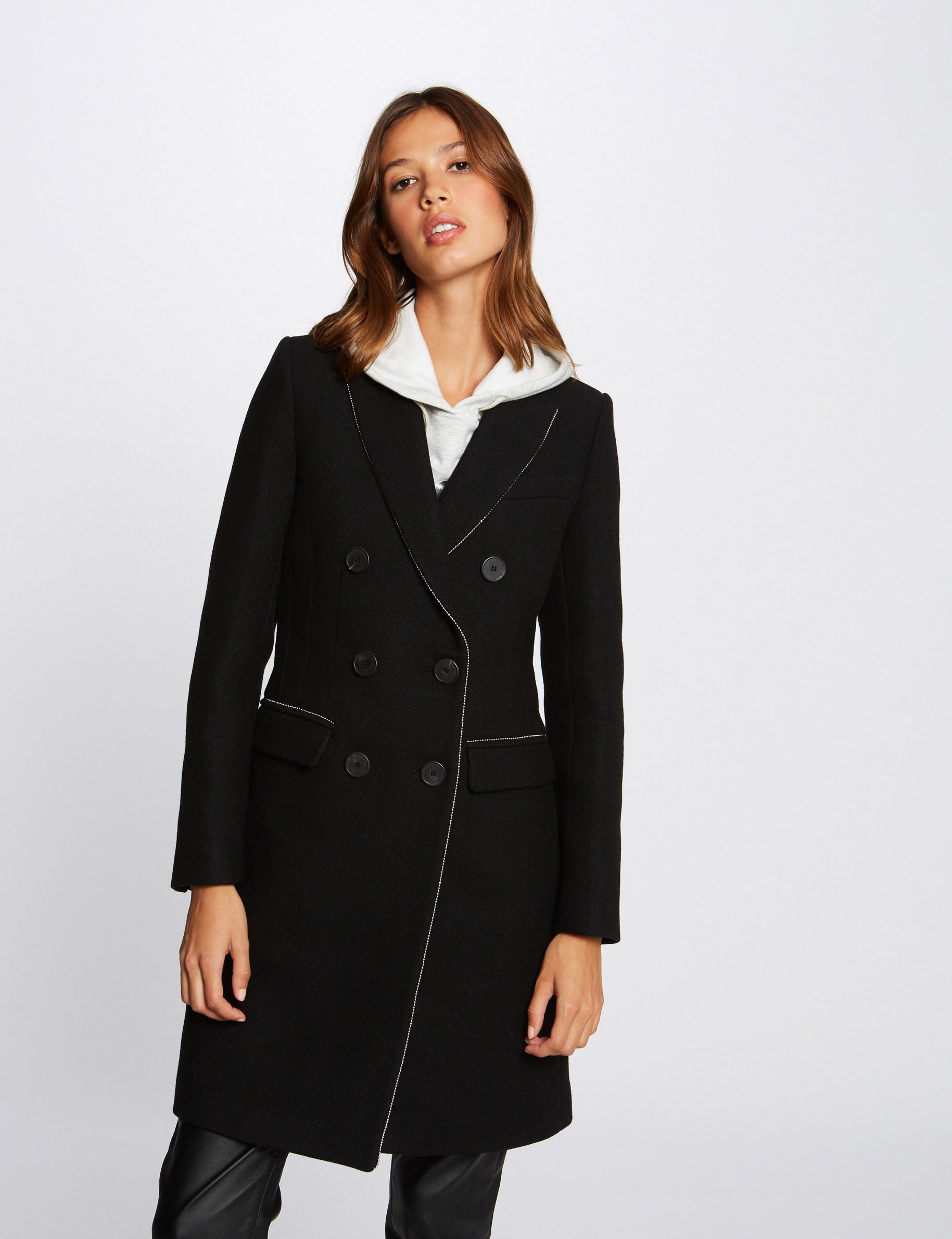 Manteau droit cheap femme noir