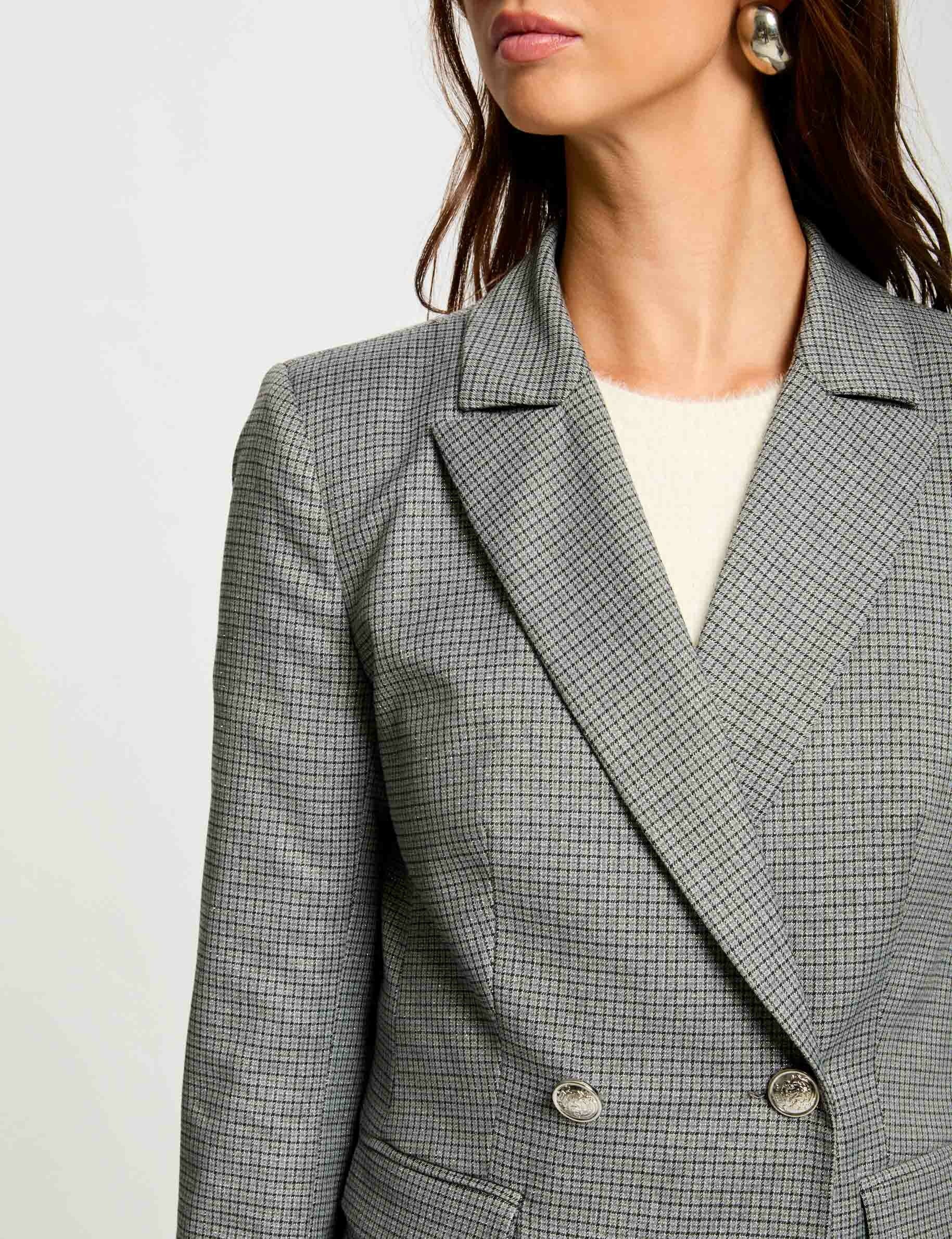 Veste carreaux gris femme sale