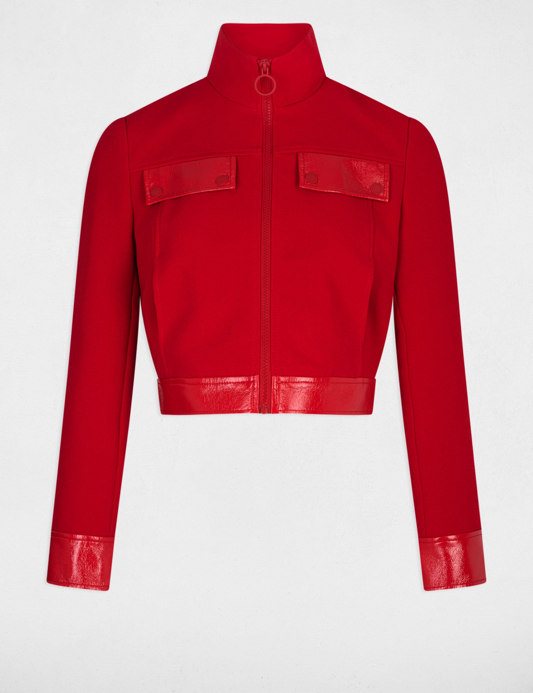 Blouson simili cuir rouge femme fashion