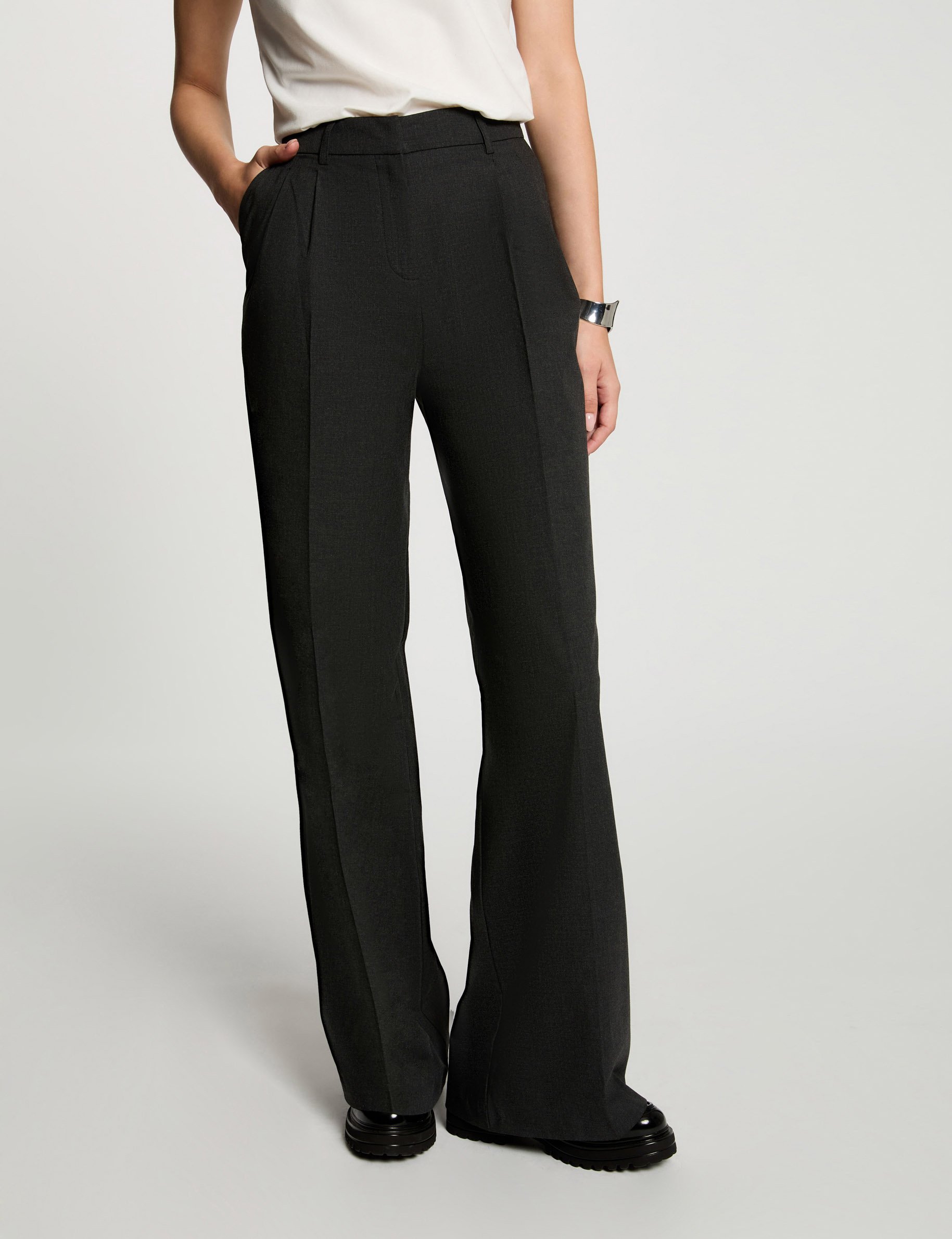 Pantalon a pince gris femme hotsell