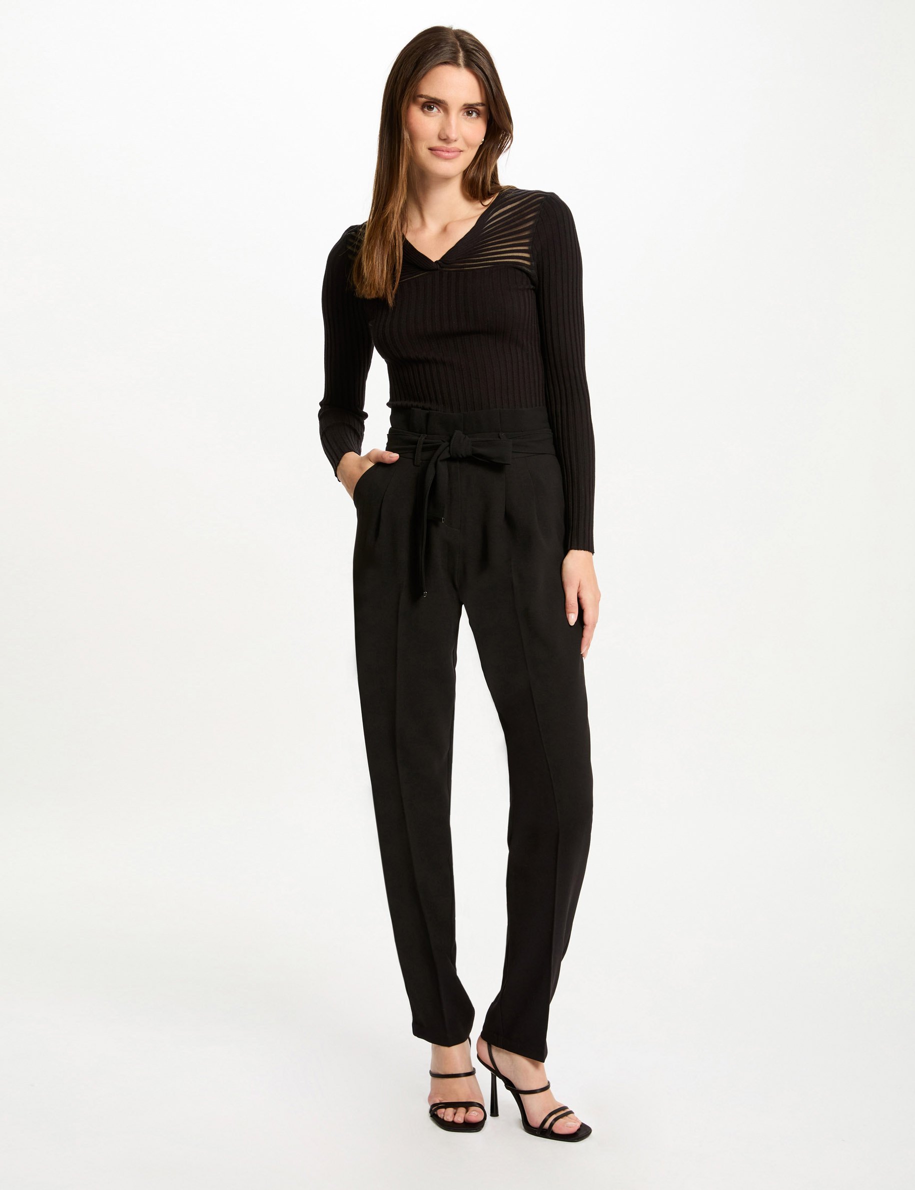 Pantalon femme noir taille haute hotsell