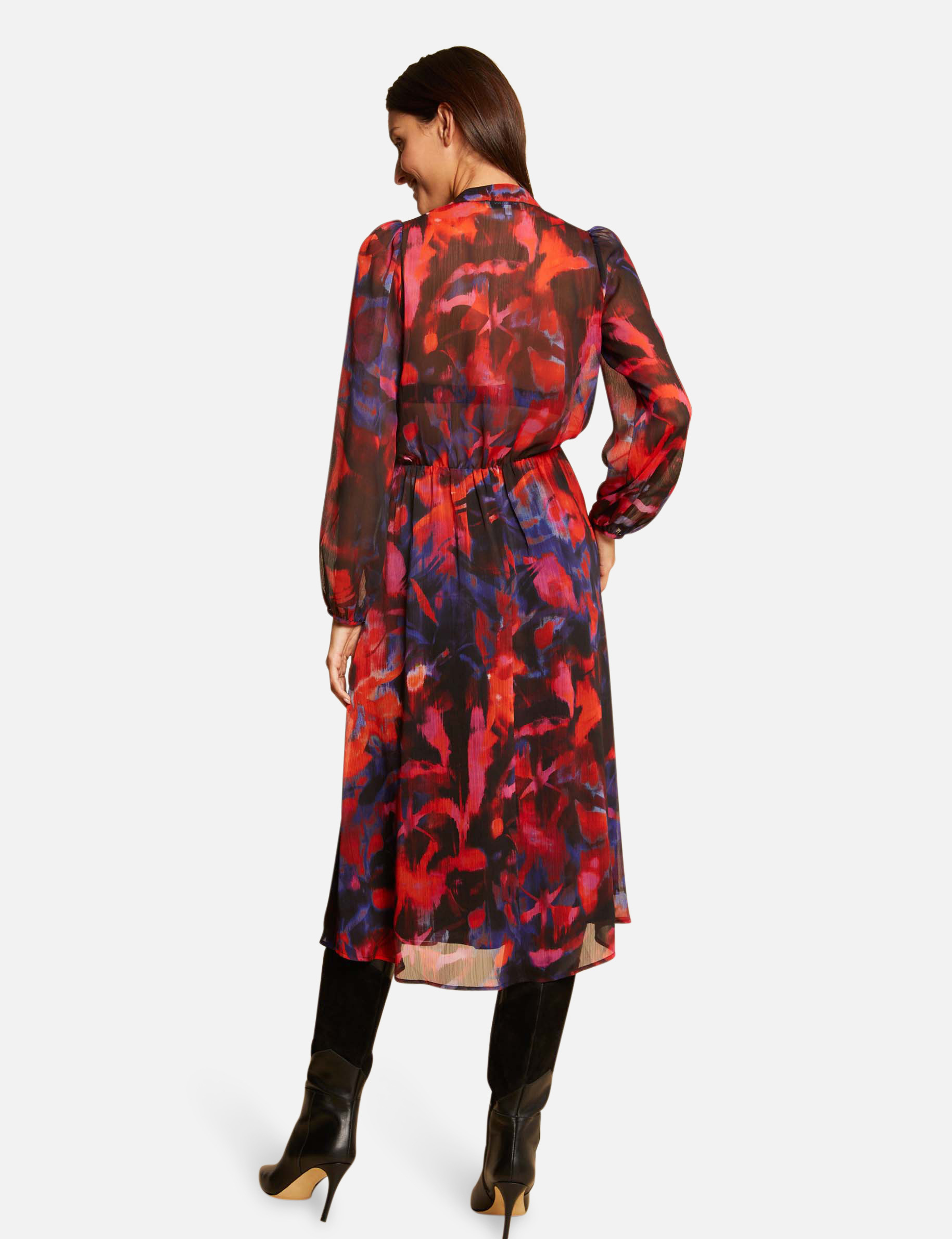 Robe longue évasée imprimé abstrait multico femme