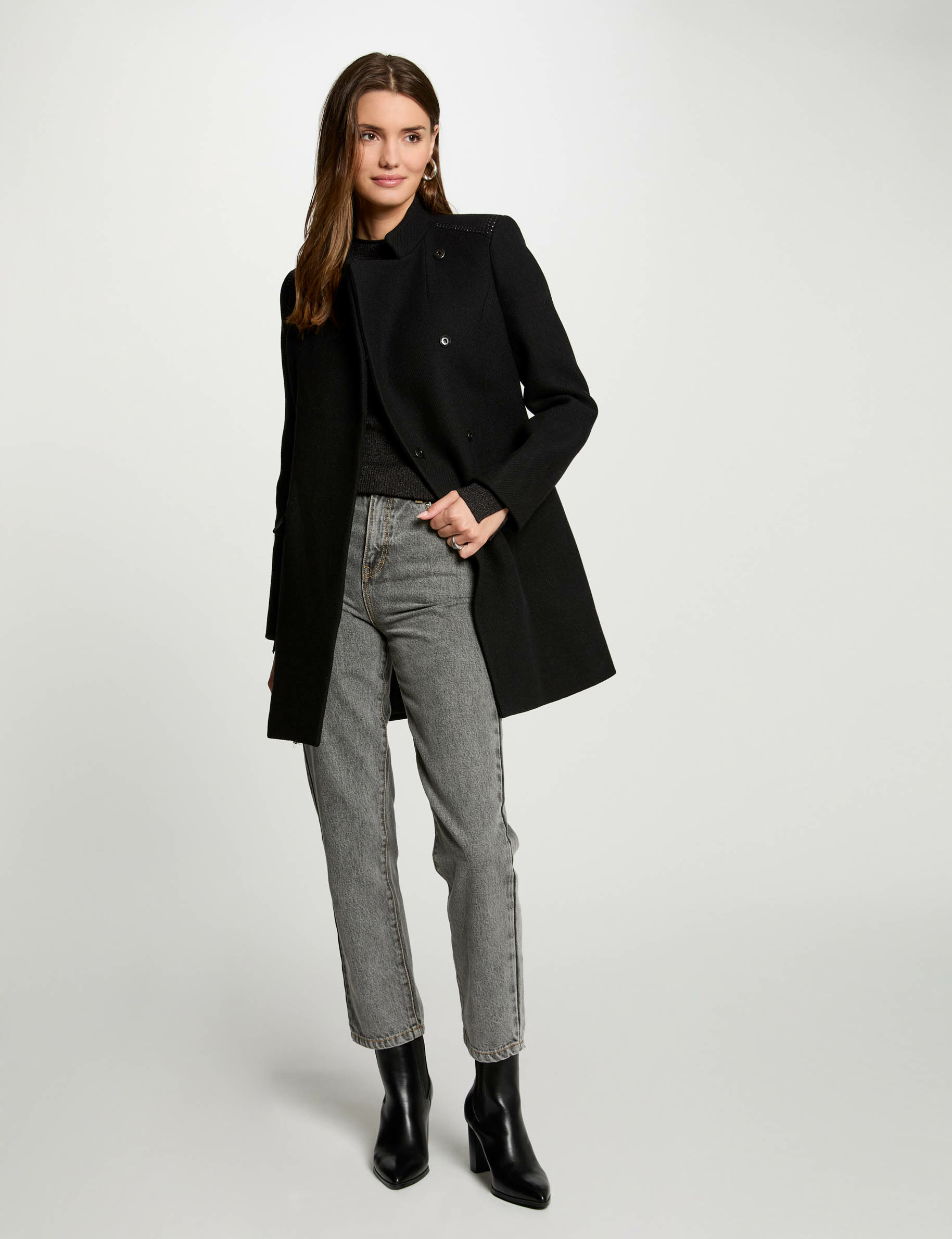 Manteau femme noir mi long hotsell