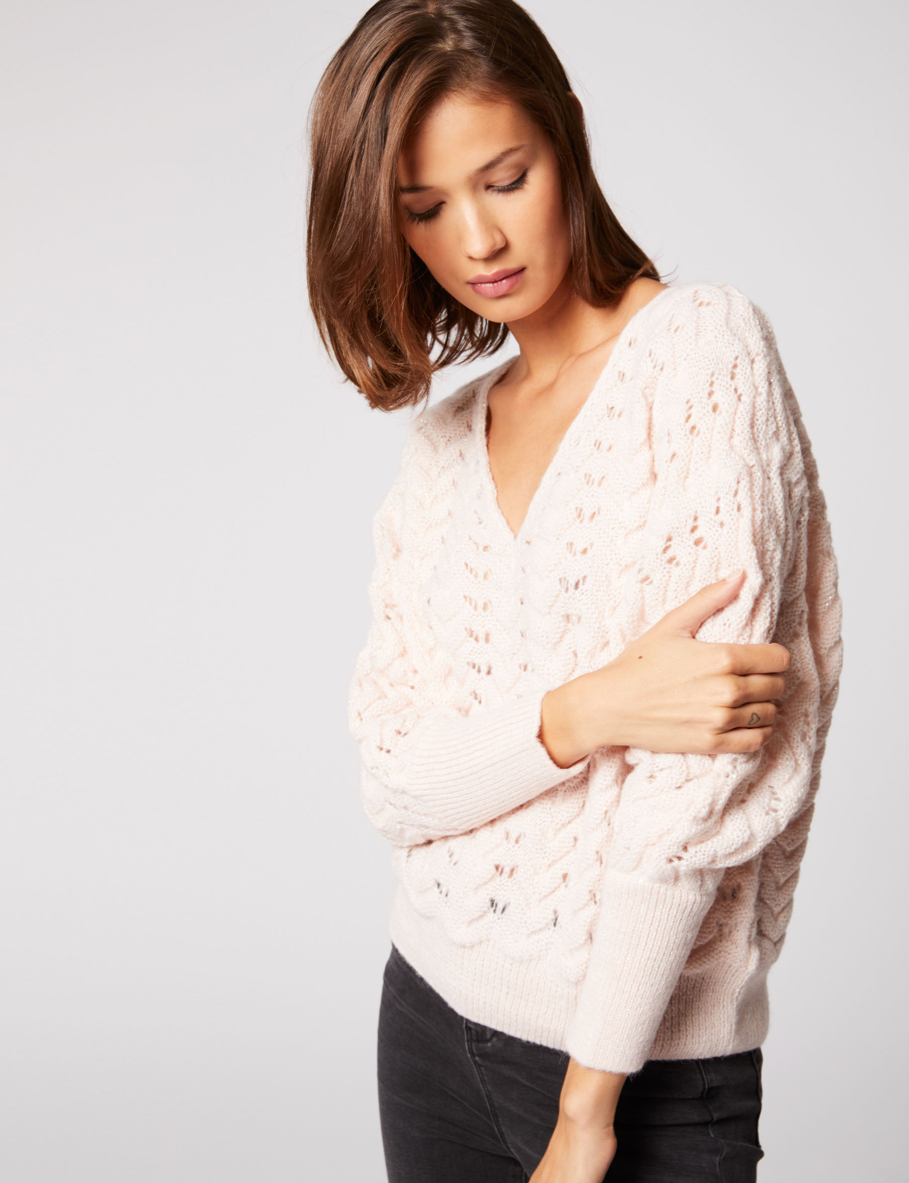 Pull femme best sale rose pale