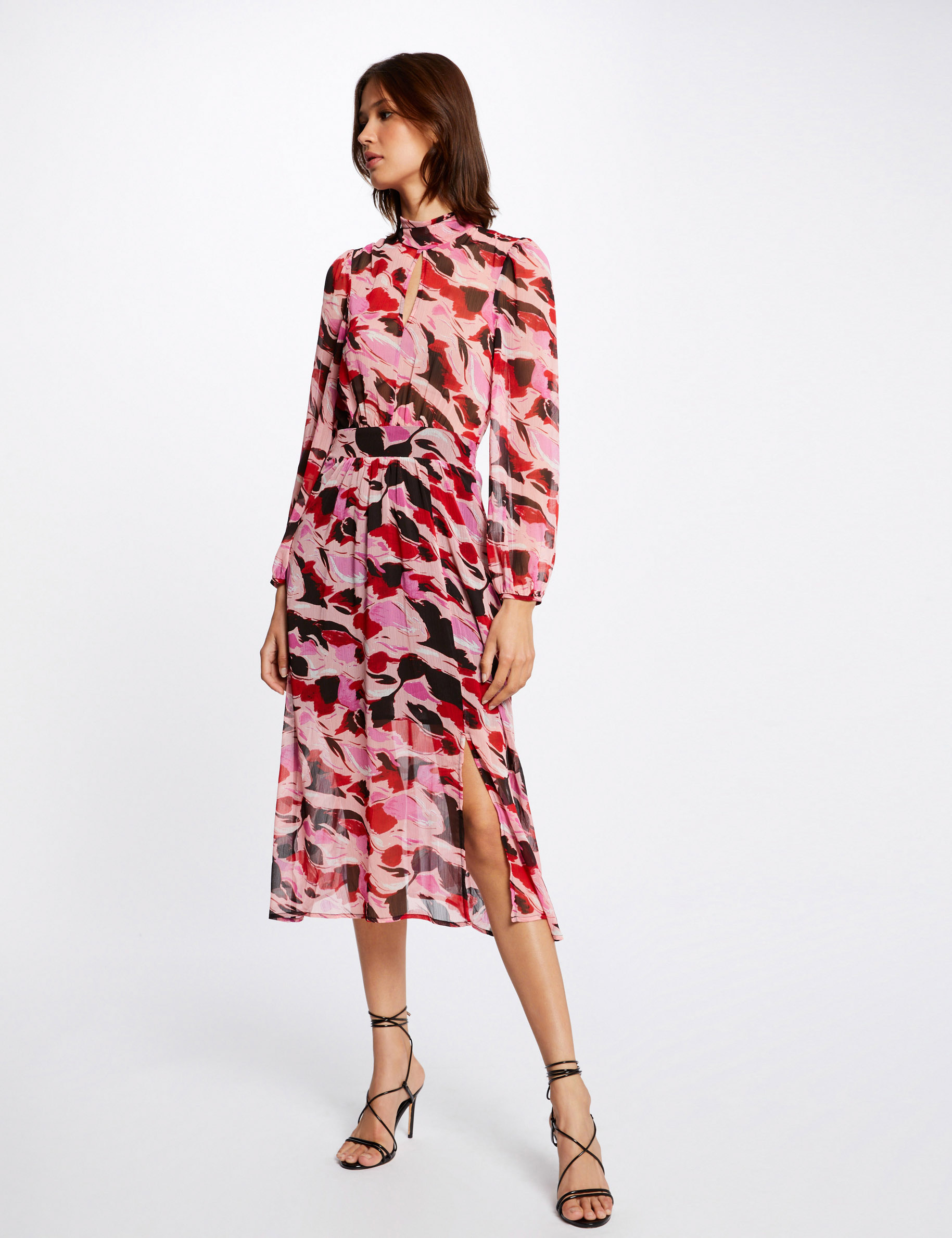 Robe midi droite imprim abstrait multico femme