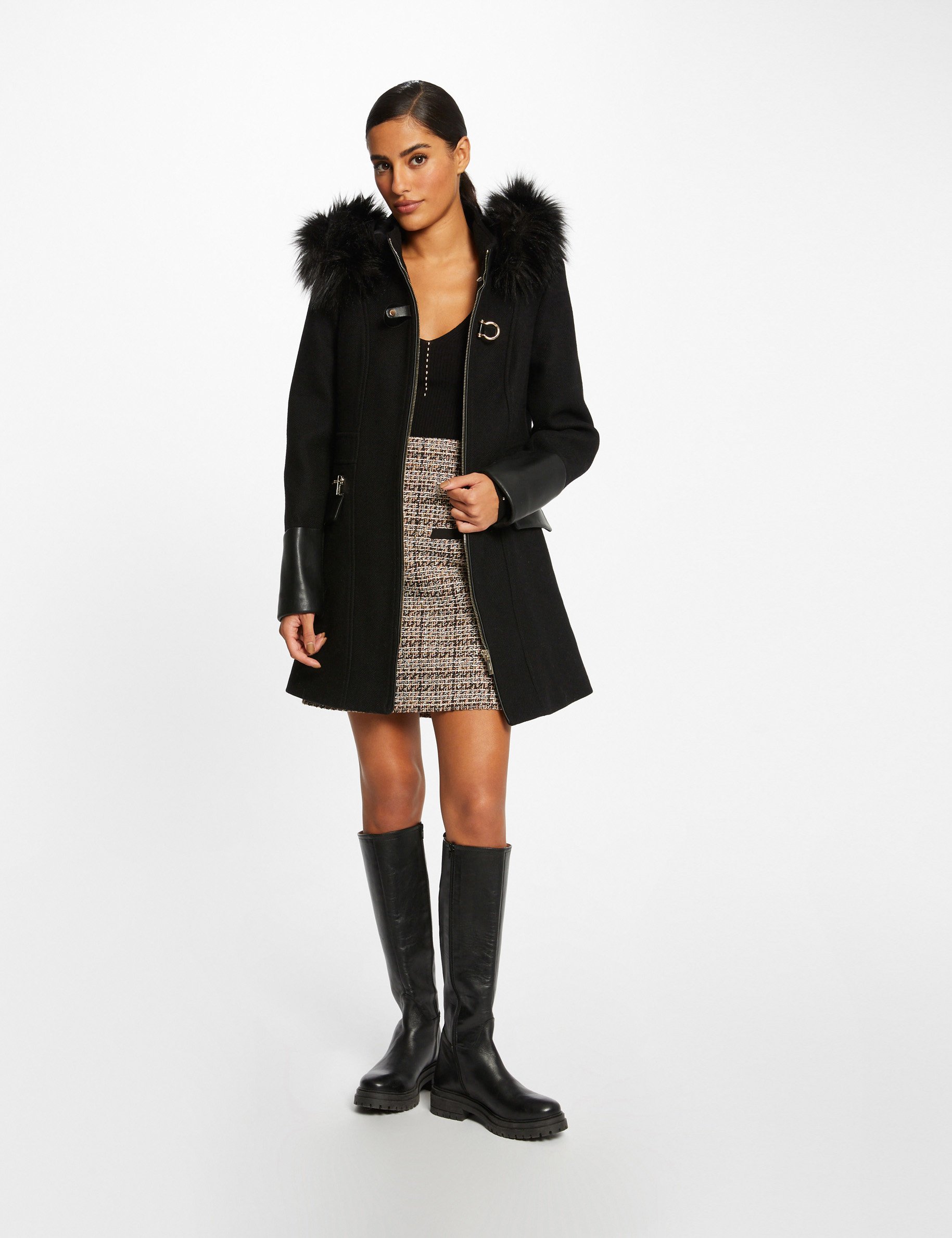 Manteau femme noir capuche hotsell