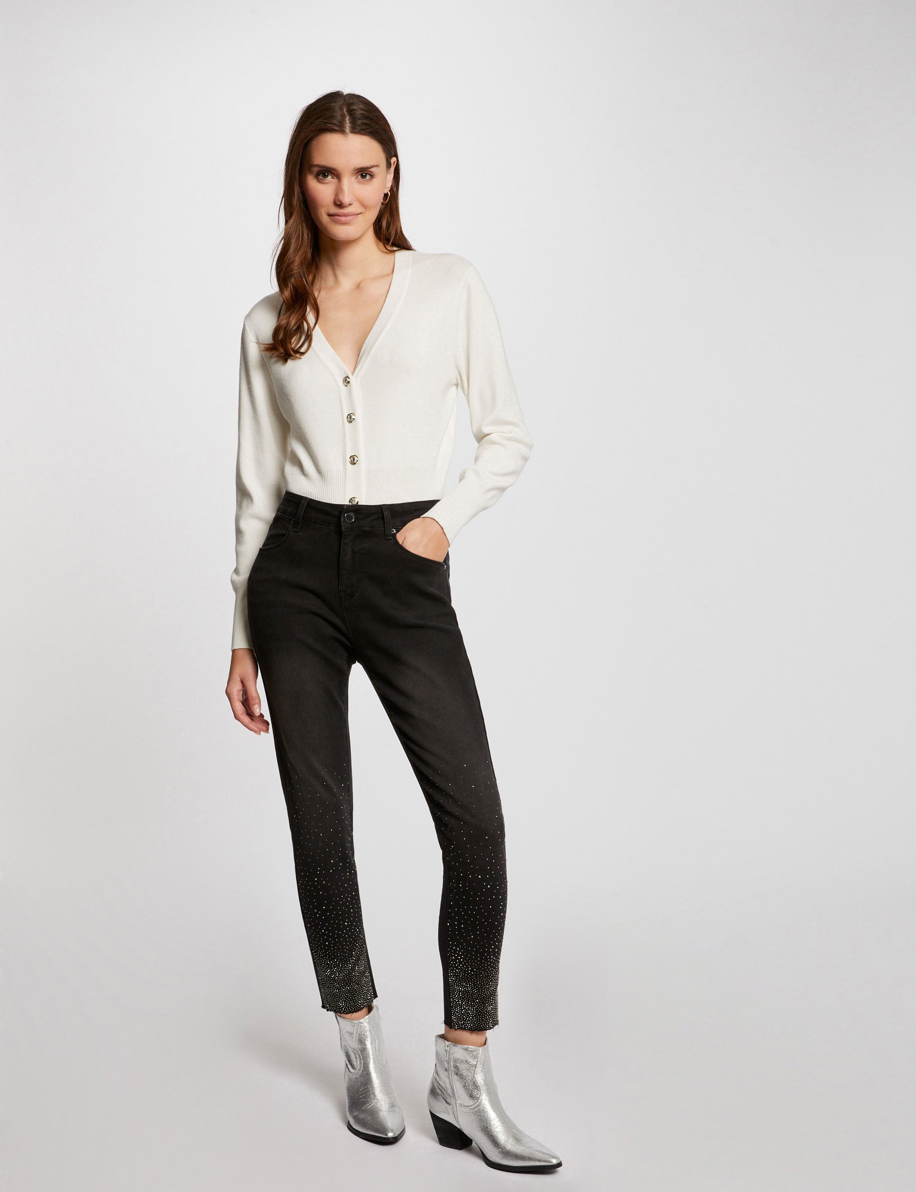 Jeans droit noir online femme