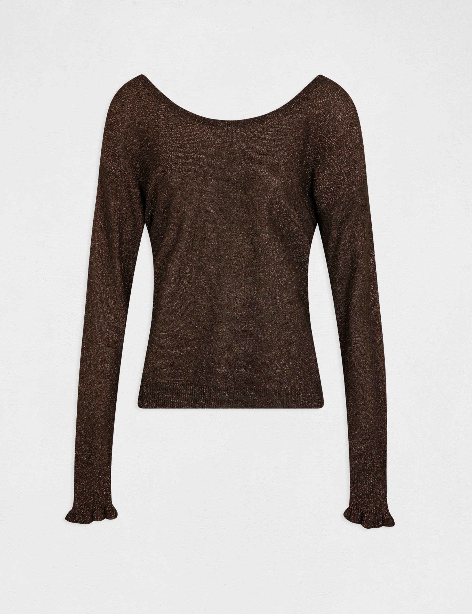 Pull femme shops marron foncé